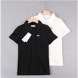 Однотонная хлопковая рубашка-поло с короткими рукавами 2 цвета ЛАКОСТ*Е