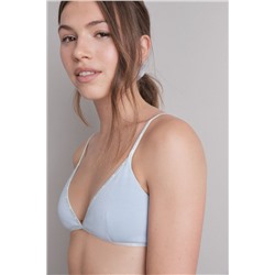 Sujetador triangular algodón copas extraíbles azul