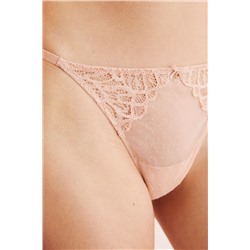 Tanga encaje tul rosa