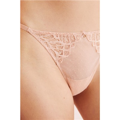 Tanga encaje tul rosa