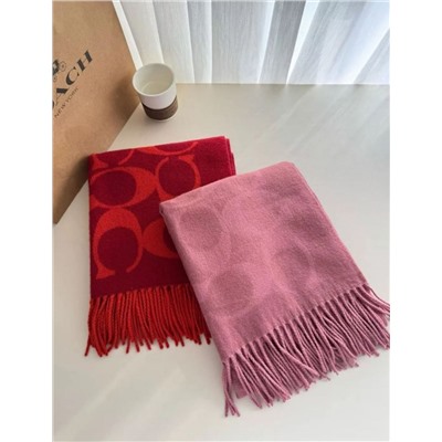 Зимний теплый и уютный шерстяной шарф с жаккардовым узором и надписью с подарочным пакетом COAC*H