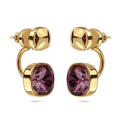 Серьги Триумф (кристаллы SW бургунди 10мм; покрытие золото), Есть комплект