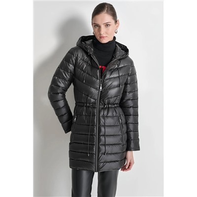 PUFFER JACKET WITH CINCHED WAIST