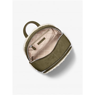 Michael Kors Outlet Rhea Medium Suede and Faux Shearling Backpack
