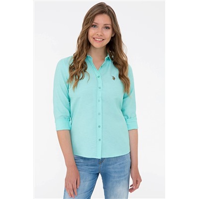 Kadın Mint Uzun Kollu Basic Gömlek