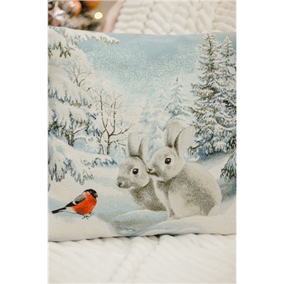 Наволочка 45х45 Снегирь и зайчики
