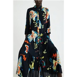 Vestido camisero largo estampado