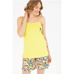Kadın Neon Sarı Pijama Takımı