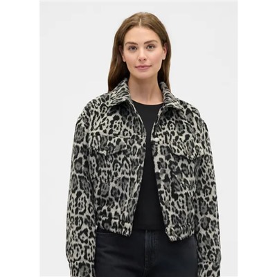 Relaxed Cropped Textured Icon Jacket