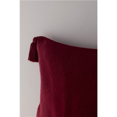 Virlet %100 Pamuk Kırlent Kılıfı - Kırmızı/Bej - 45x45 cm