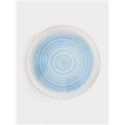 Тарелка обеденная, 27 см, керамика, голубая, Спираль, Azurro
