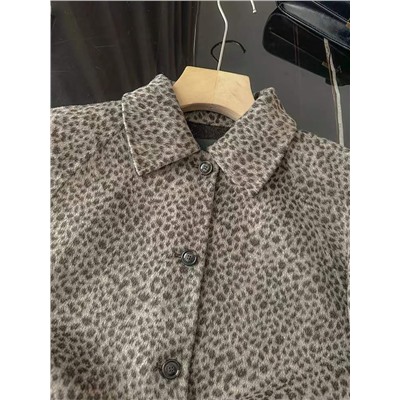 Женский жакет из пальтовой ткани с леопардовым принтом МАССИМО Д