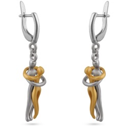 Серьги Объятия (покрытие матовое золото, матовый родий)