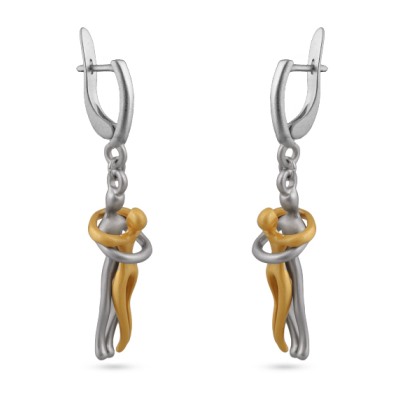 Серьги Объятия (покрытие матовое золото, матовый родий)