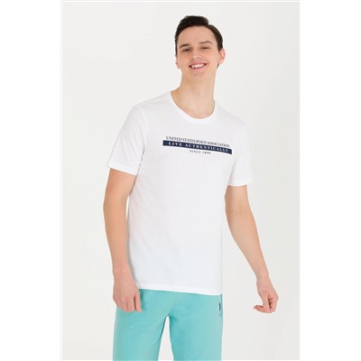 Erkek Beyaz Bisiklet Yaka Tişört