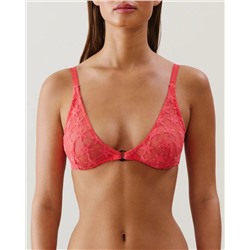 Sujetador pañuelo triangular con bordado coral