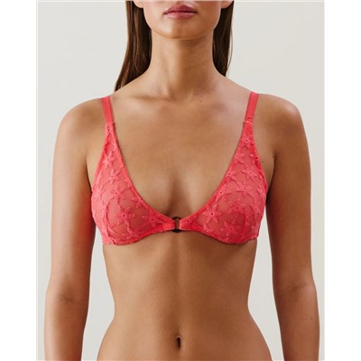 Sujetador pañuelo triangular con bordado coral