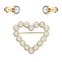 Комплект Сердце (Майорка белая 6мм; покрытие золото), Есть комплект