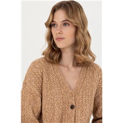 Kadın Kum Melanj Triko Hırka