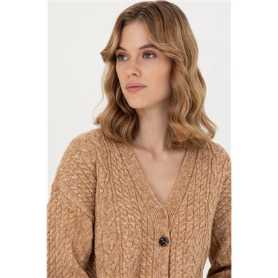 Kadın Kum Melanj Triko Hırka