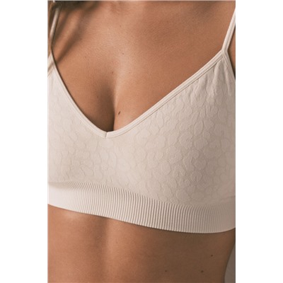 Top sin costuras NATURAL animal print beige