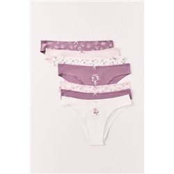 Pack 7 bragas brasileñas algodón estampado Snoopy