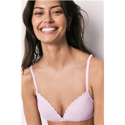 Sujetador triangular relleno encaje lila CHARMING