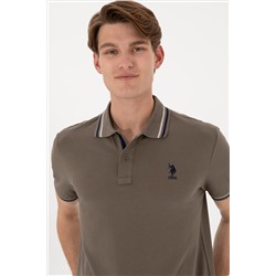 Erkek Regular Fit Polo Yaka Vizon Basic Tişört