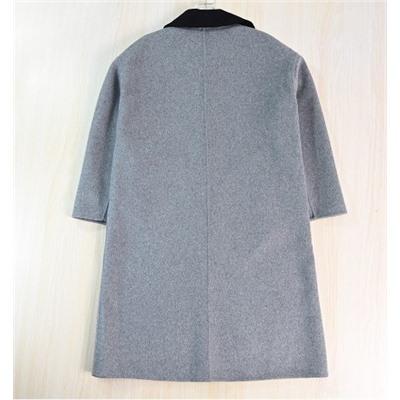 Двубортное шерстяное пальто средней длины АЙСИК*Л