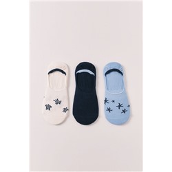 Pack 3 calcetines invisibles estampados marinos azul