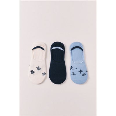 Pack 3 calcetines invisibles estampados marinos azul