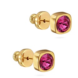 Пусеты Теннис (кристаллы SW фуксия 4мм; покрытие золото), Есть комплект