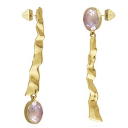 Серьги мятый металл (кристаллы SW пыльная роза; покрытие золото)