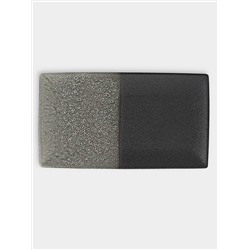 Блюдо, 34,5х19,5 см, фарфор P, черно-серое, в крапинку, прямоугольное, Umi