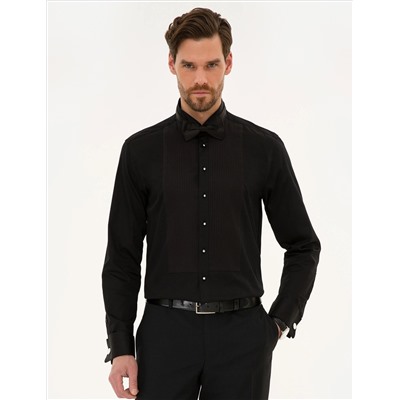 Siyah Slim Fit Smokin Gömlek