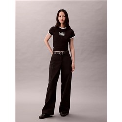 Cotton Canvas High Rise Pants