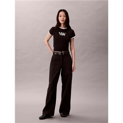 Cotton Canvas High Rise Pants