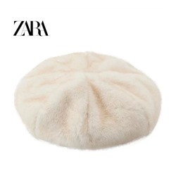 Зимний теплый берет из искусственного меха кролика ZAR*A