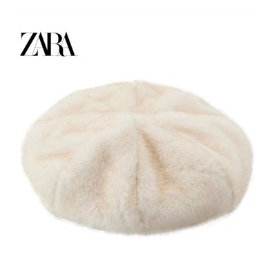 Зимний теплый берет из искусственного меха кролика ZAR*A