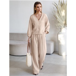 Брюки палаццо с защипами из плотного лиоцелла