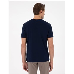 Beyaz-Lacivert-Siyah 3'lü Slim Fit %100 Pamuk Bisiklet Yaka Basic Tişört Paketi