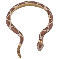 Колье Змея (эмаль коричневая, бежевая; покрытие золото) 50см, Есть комплект