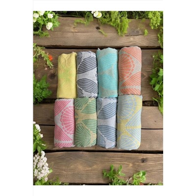 fildastore Kavak Ağacı Lifinden El Dokuması Midye Desen, Jakarlı, Premium Kalite, Peştemal, Plaj Havlusu, Pareo
