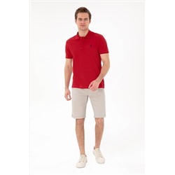 Erkek Slim Fit Polo Yaka Kırmızı Basic Tişört