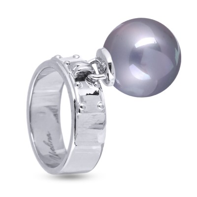 Кольцо (Майорка 14мм серо-голубая; покрытие родий), Есть комплект