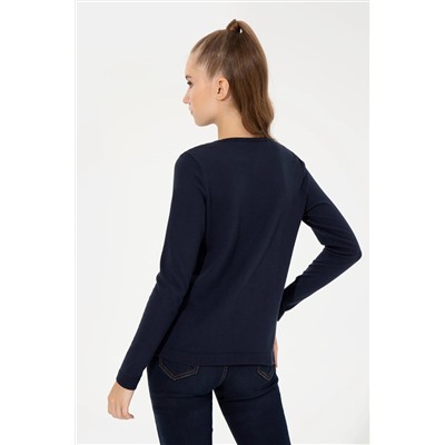 Kadın Lacivert Basic Triko Hırka