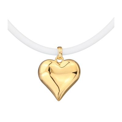 Колье-чокер Сердцебиение (2, 5см, каучук белый; покрытие золото) 43-48см, Есть комплект