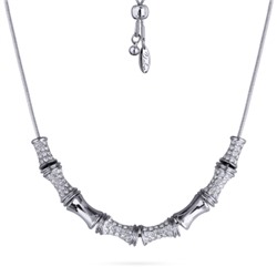 Колье Бамбук (кристаллы белые; покрытие родий) 70см, Есть комплект