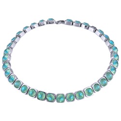 Колье Теннис (кристаллы SW мята 8мм; покрытие родий) 37-40см, Есть комплект