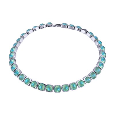 Колье Теннис (кристаллы SW мята 8мм; покрытие родий) 37-40см, Есть комплект